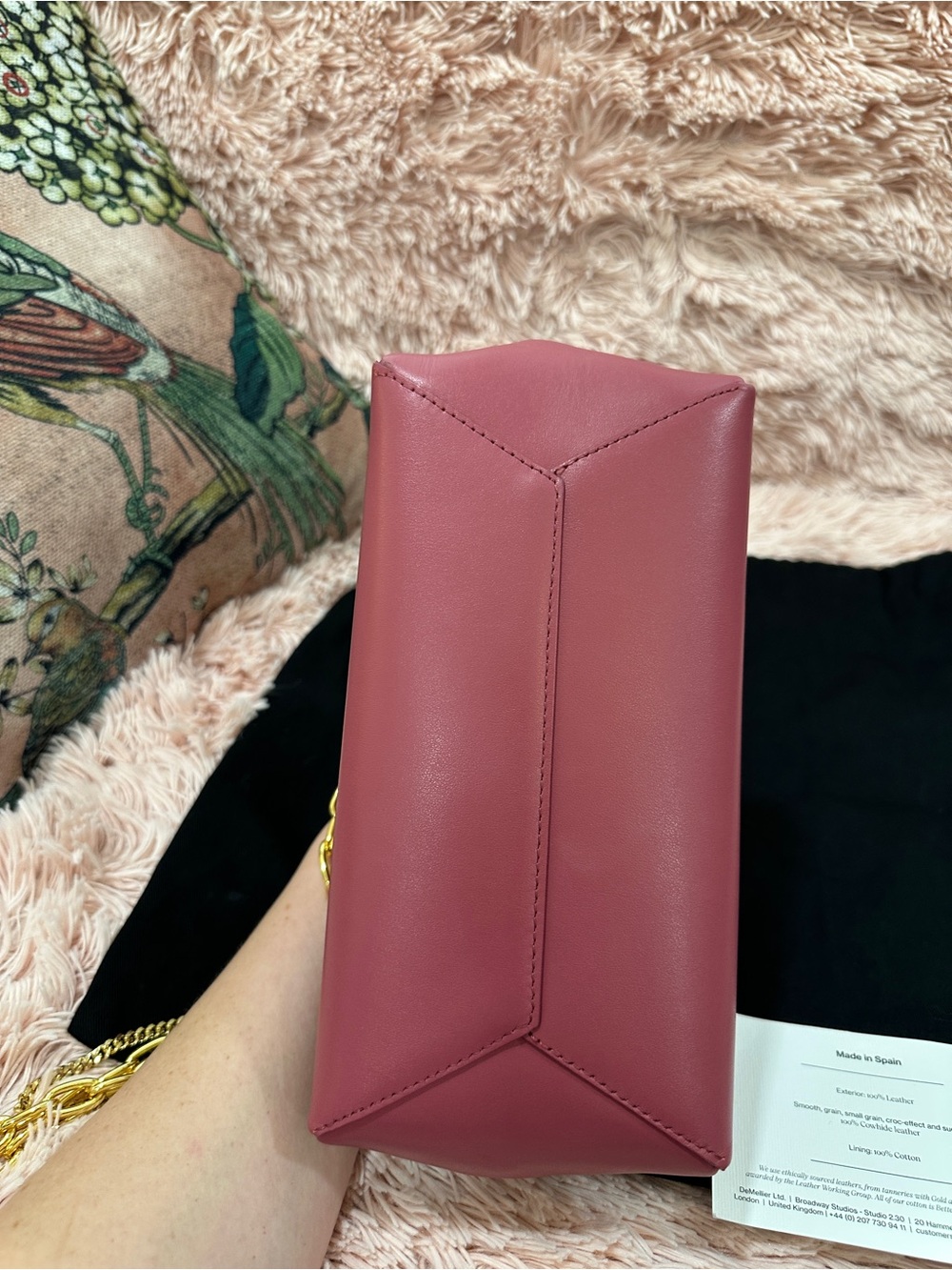 DeMellier Small Crossbody Bag in Rose Pink with Gold Chain - Picture 2 of 9